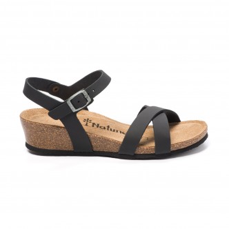 CH11 - Sandal with crossed bands with adjustable straps and wedge for woman