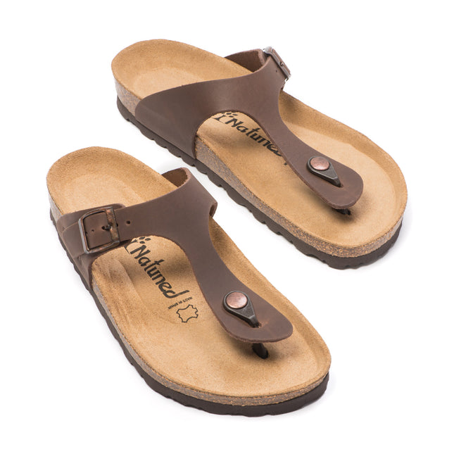 CH08 (LEATHER) - flip flops with adjustable woman and men's strap