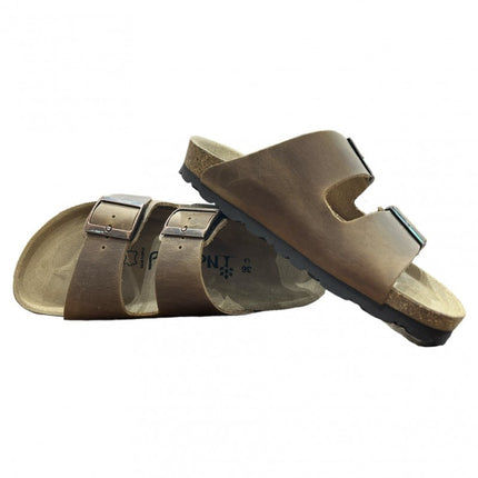 CH05 (LEATHER) - Sandal with two bands in leather with adjustable strap for women and men