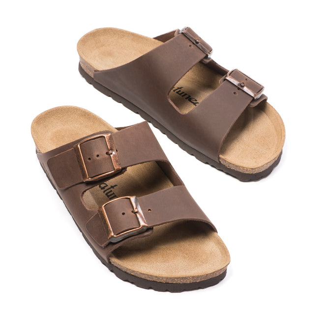 CH05 (LEATHER) - Sandal with two bands in leather with adjustable strap for women and men