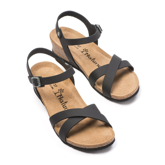 CH11 - Sandal with crossed bands with adjustable straps and wedge for woman