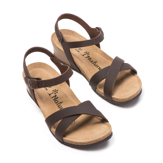 CH11 - Sandal with crossed bands with adjustable straps and wedge for woman